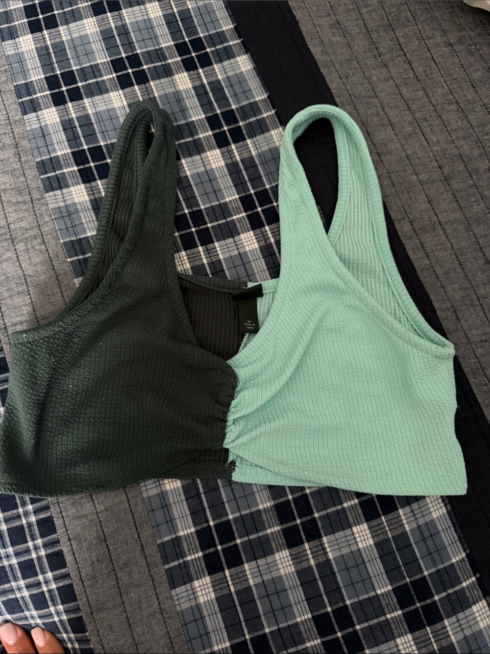 wild fable Reversible Ribbed Bralette — Forest Green & Mint